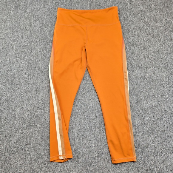Zyia Active Retro 70s Stripe High Waisted Leggings 8-10 Burnt Orange Yoga Gym — photo 2